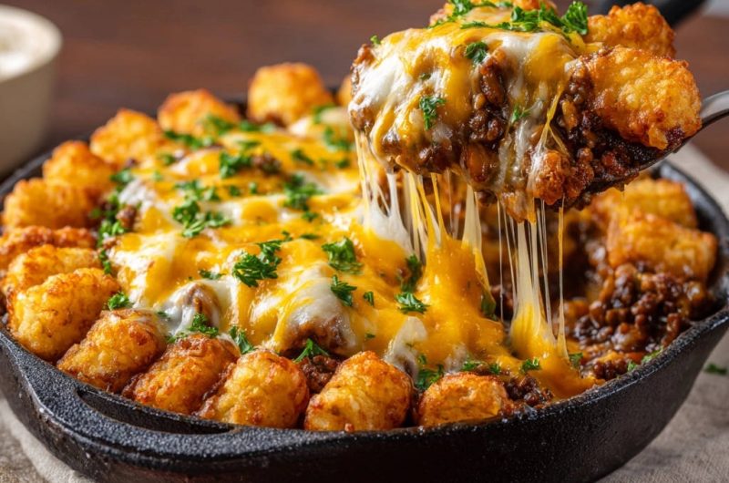 Skillet Tater Tot Hotdish
