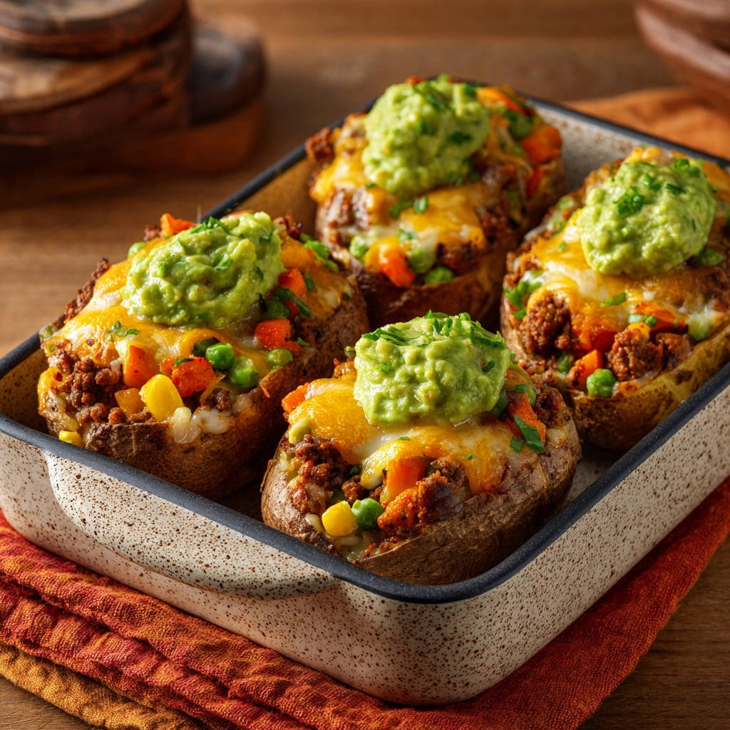 Southwestern Stuffed Baked Potatoes Overhead View 1