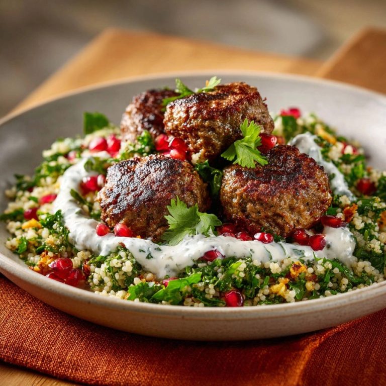 Spiced Meatball Couscous Bowls Close Up