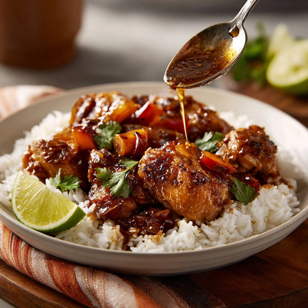 Sticky Ginger Lime Chicken Glaze Pouring 1