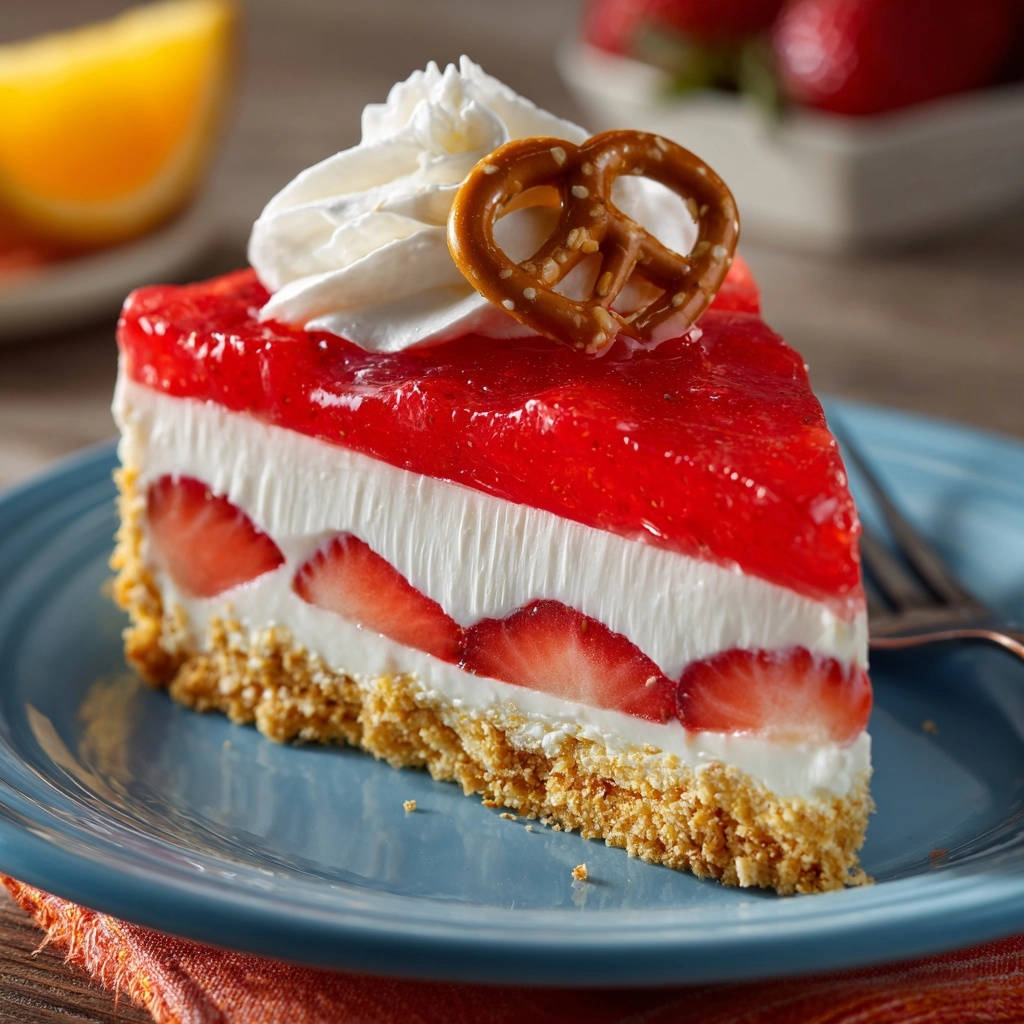 Strawberry Pretzel Pie Cross Section Slice 1