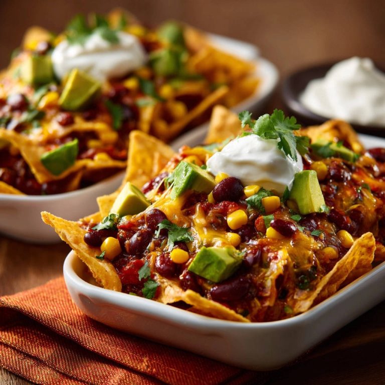 Ultimate Loaded Nachos Close Up Serving