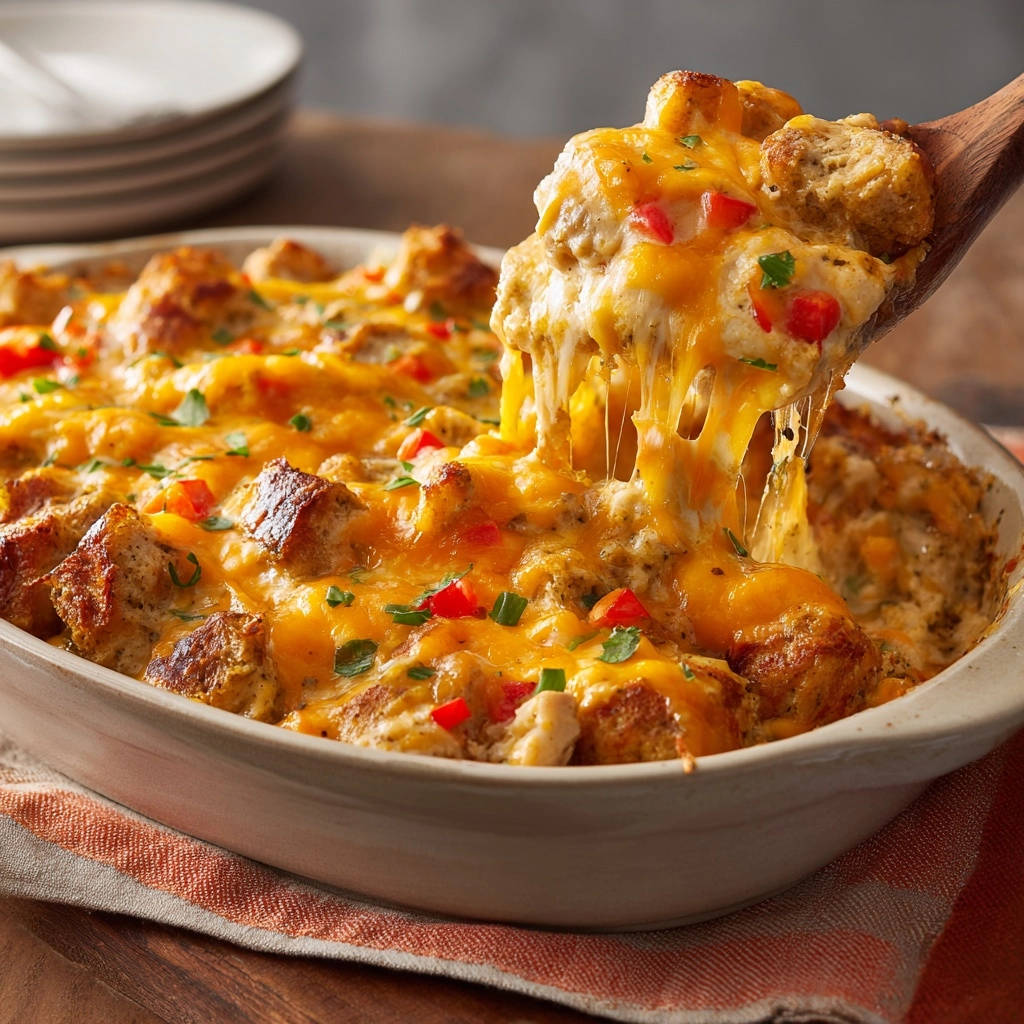 Cheesy Chicken Rice Bake Scoop Of Cheesy Goodness 1
