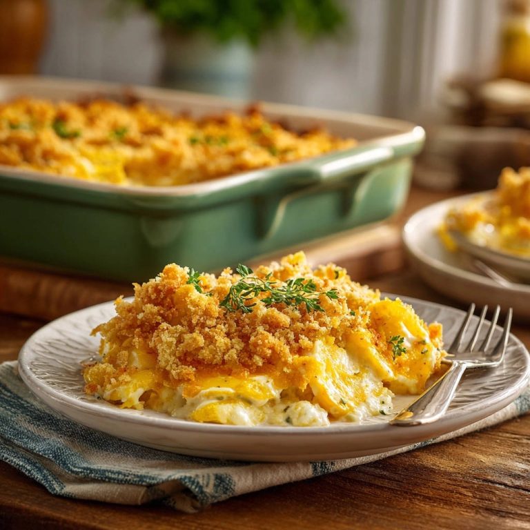Cheesy Potato Gratin Plated Close Up