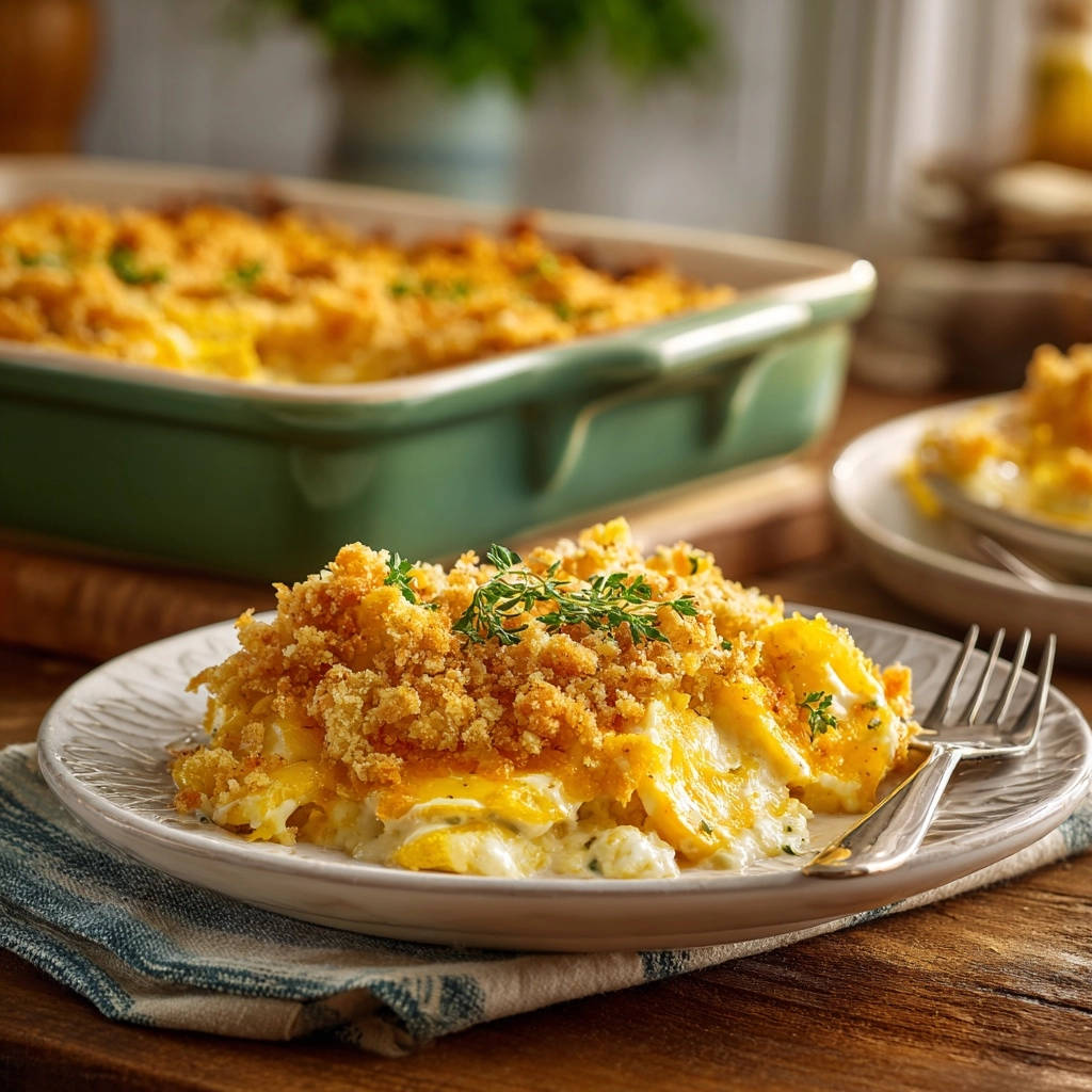 Cheesy Potato Gratin Plated Close Up