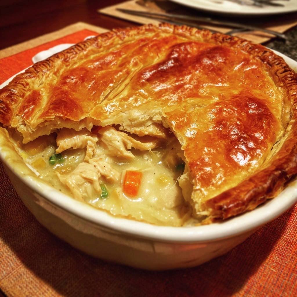 Classic Chicken Pot Pie Close Up Cross Section 1