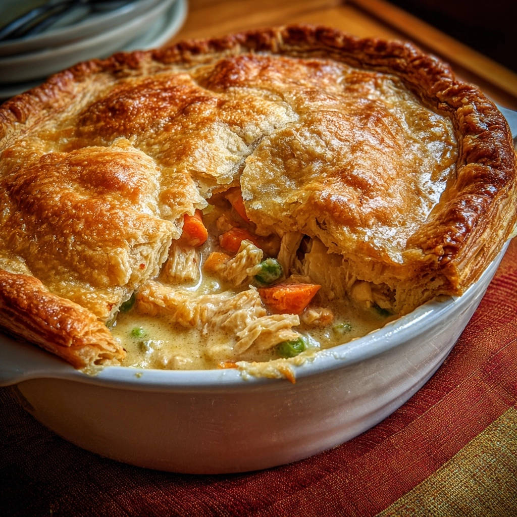 Classic Chicken Pot Pie Close Up Cross Section