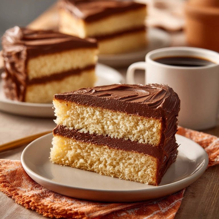 Classic Yellow Cake With Chocolate Frosting Cross Section