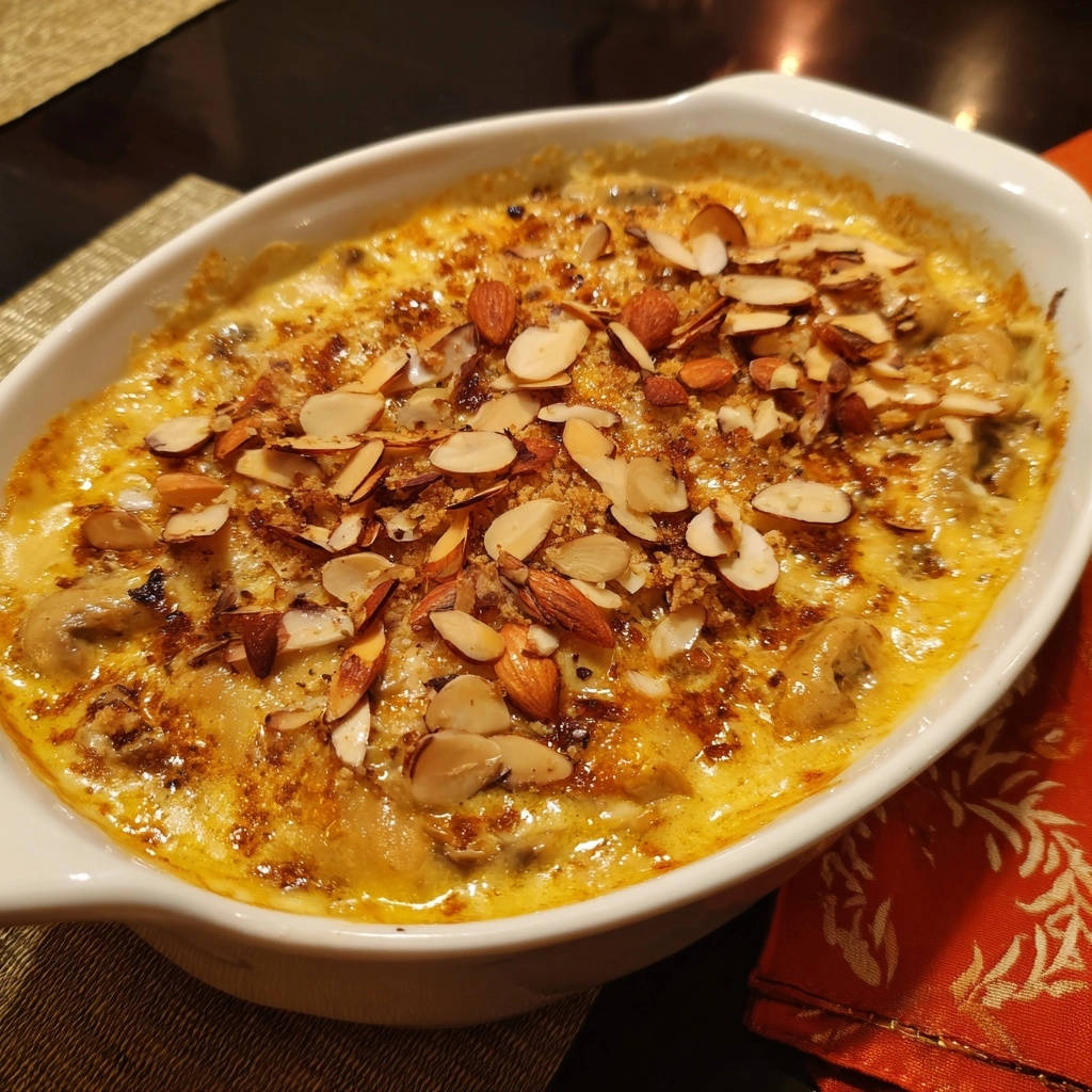 Creamy Chicken Mushroom Crumble Overhead View 1