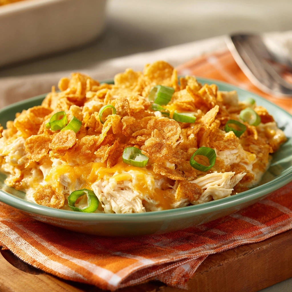 Crispy Chicken Cheese Casserole Close Up Detail 1