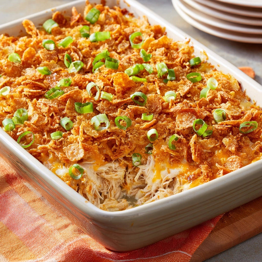 Crispy Chicken Cheese Casserole Cross Section