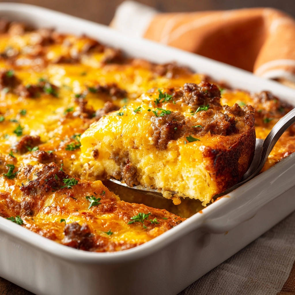 Hearty Sausage Cheese Breakfast Bake Cross Section 1