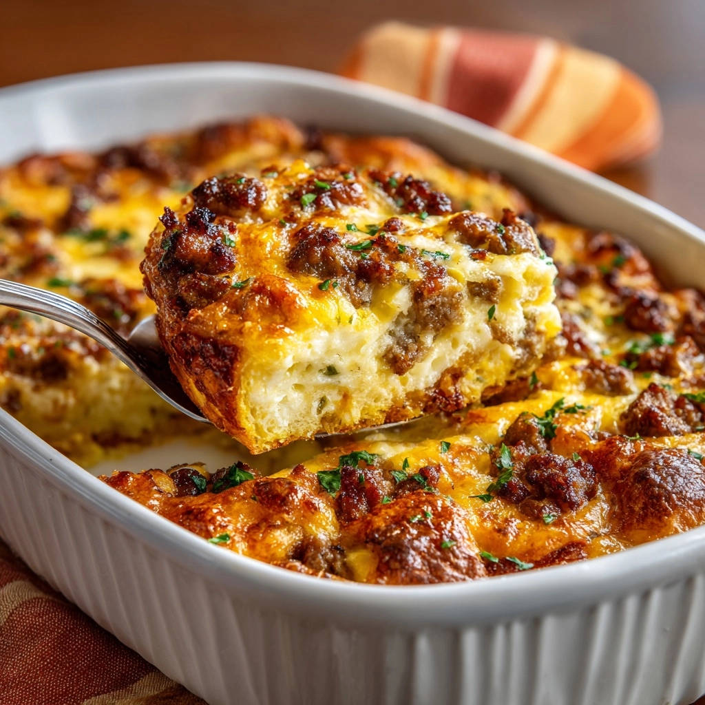 Hearty Sausage Cheese Breakfast Bake Cross Section