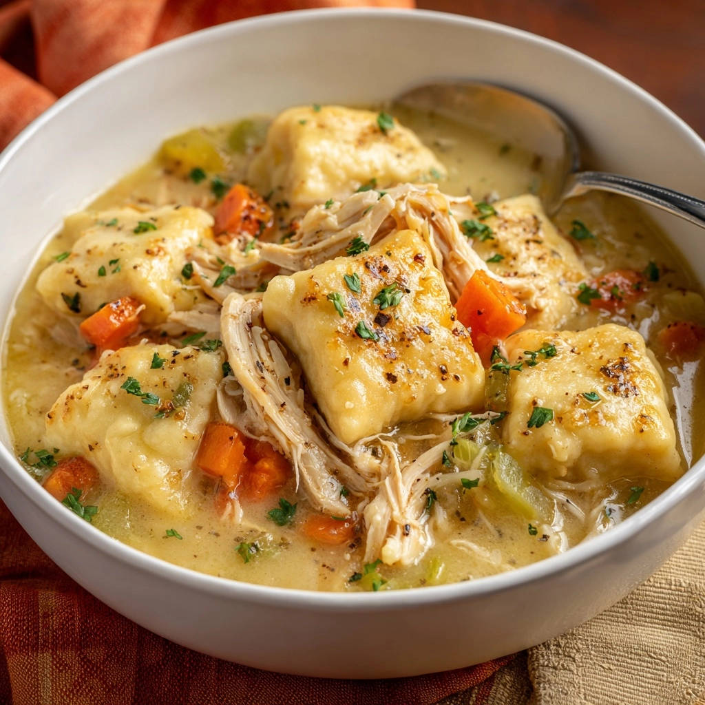 Homestyle Chicken Dumplings Close Up