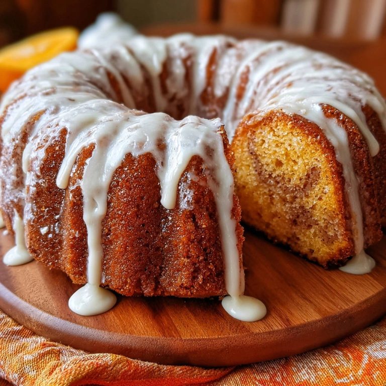 Orange Swirl Bundt Cake Close Up Cross Section