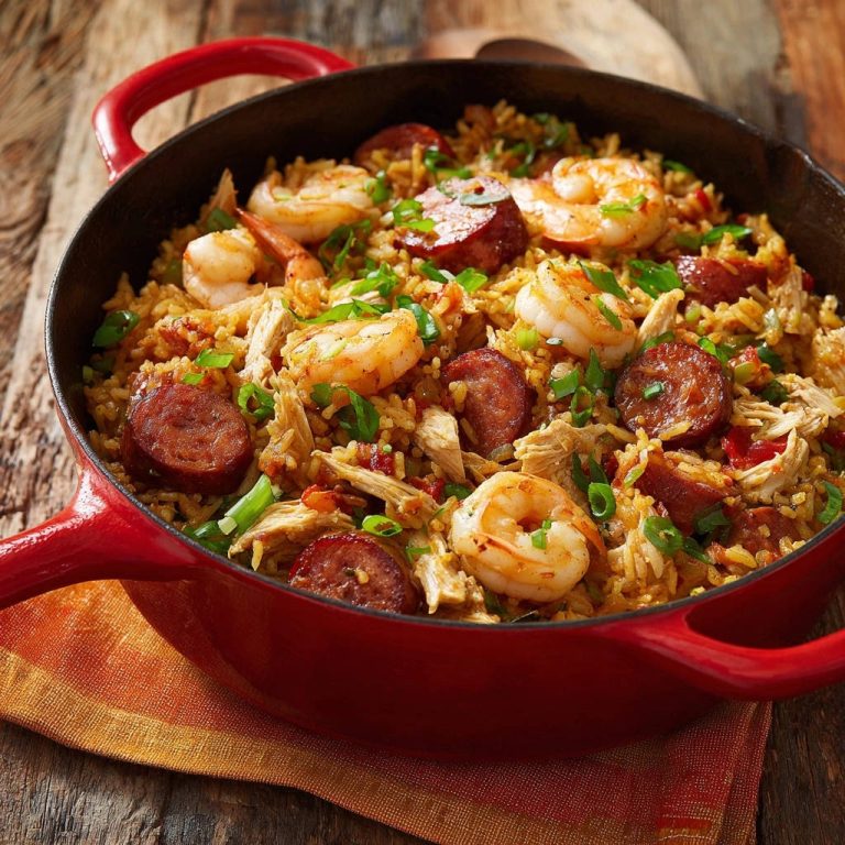 Skillet Jambalaya Style Rice Close Up