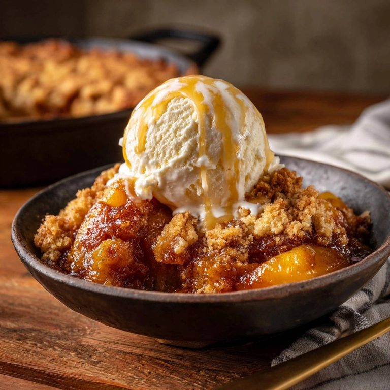 Skillet Peach Crumble Single Serving Close Up