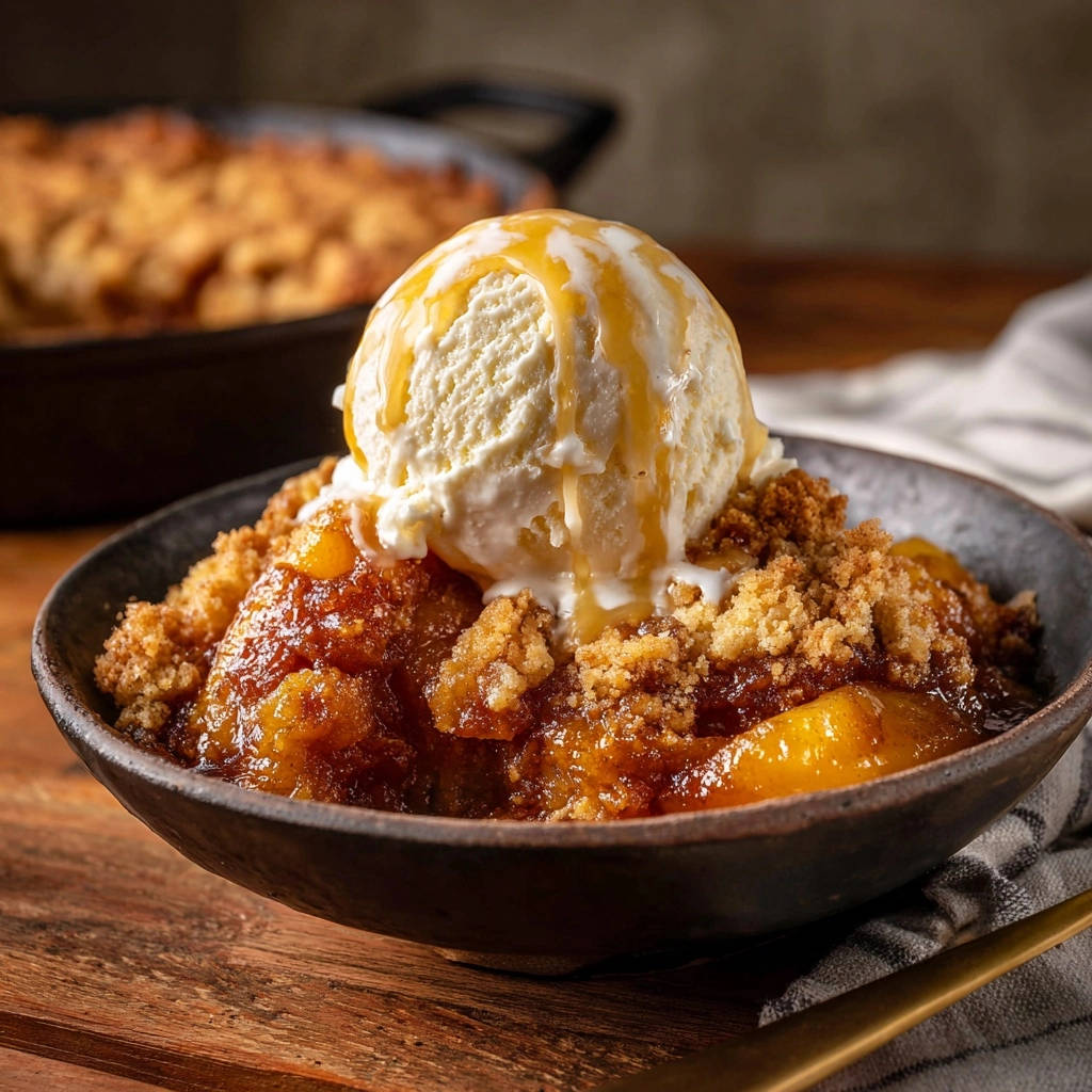 Skillet Peach Crumble Single Serving Close Up